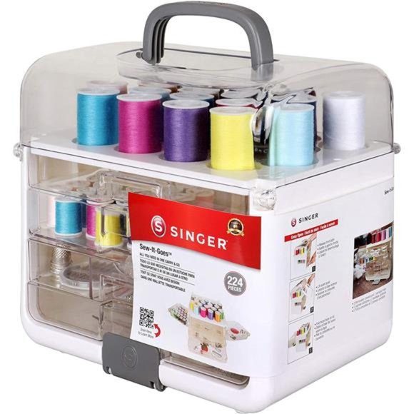 224 Piece - Sewing Kit & Craft Organizer with Machine Sewing Thread, White - Picture 3 of 6